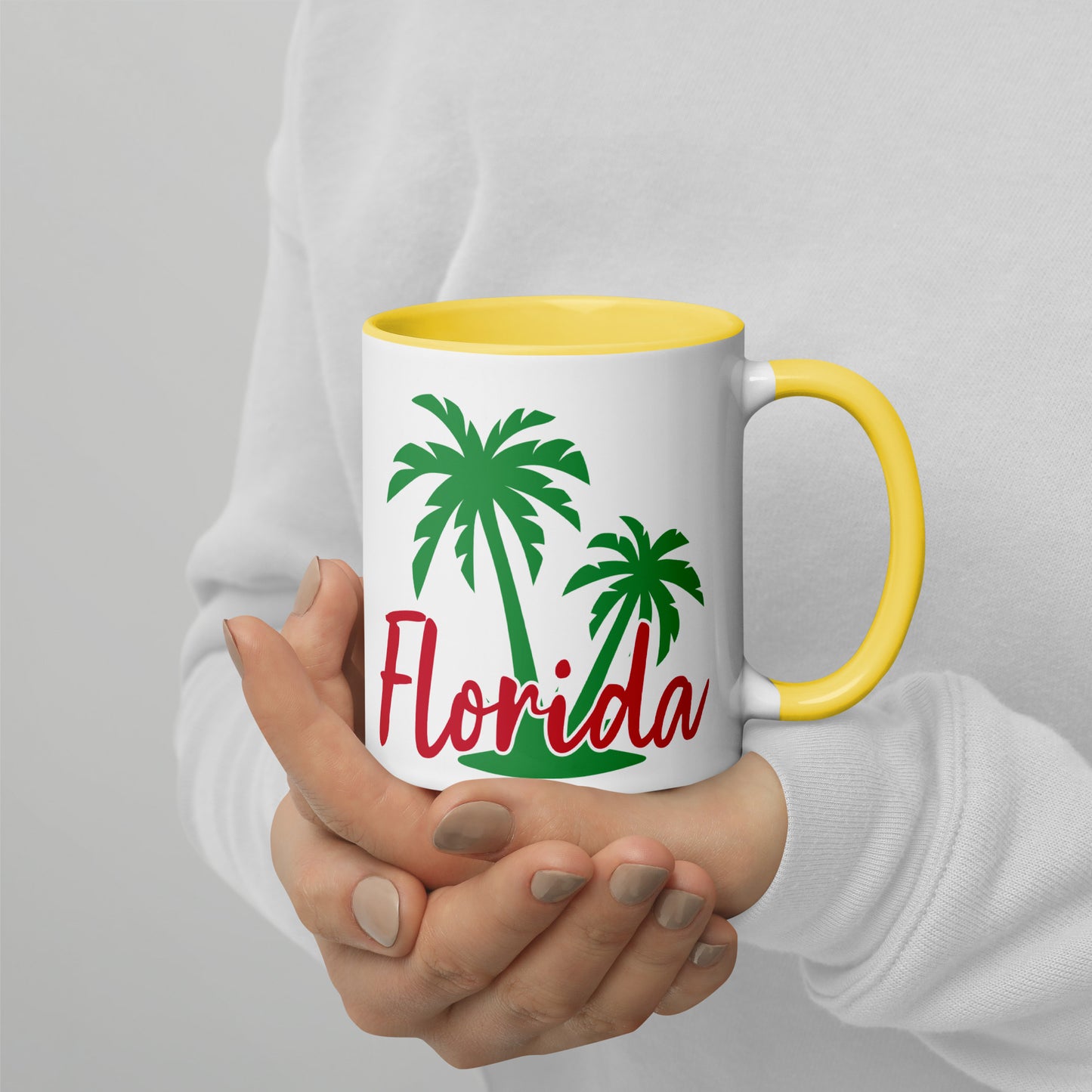 FLORIDA PALM TREE Mug with Color Inside - Florida Palm Tree Coffee Mug