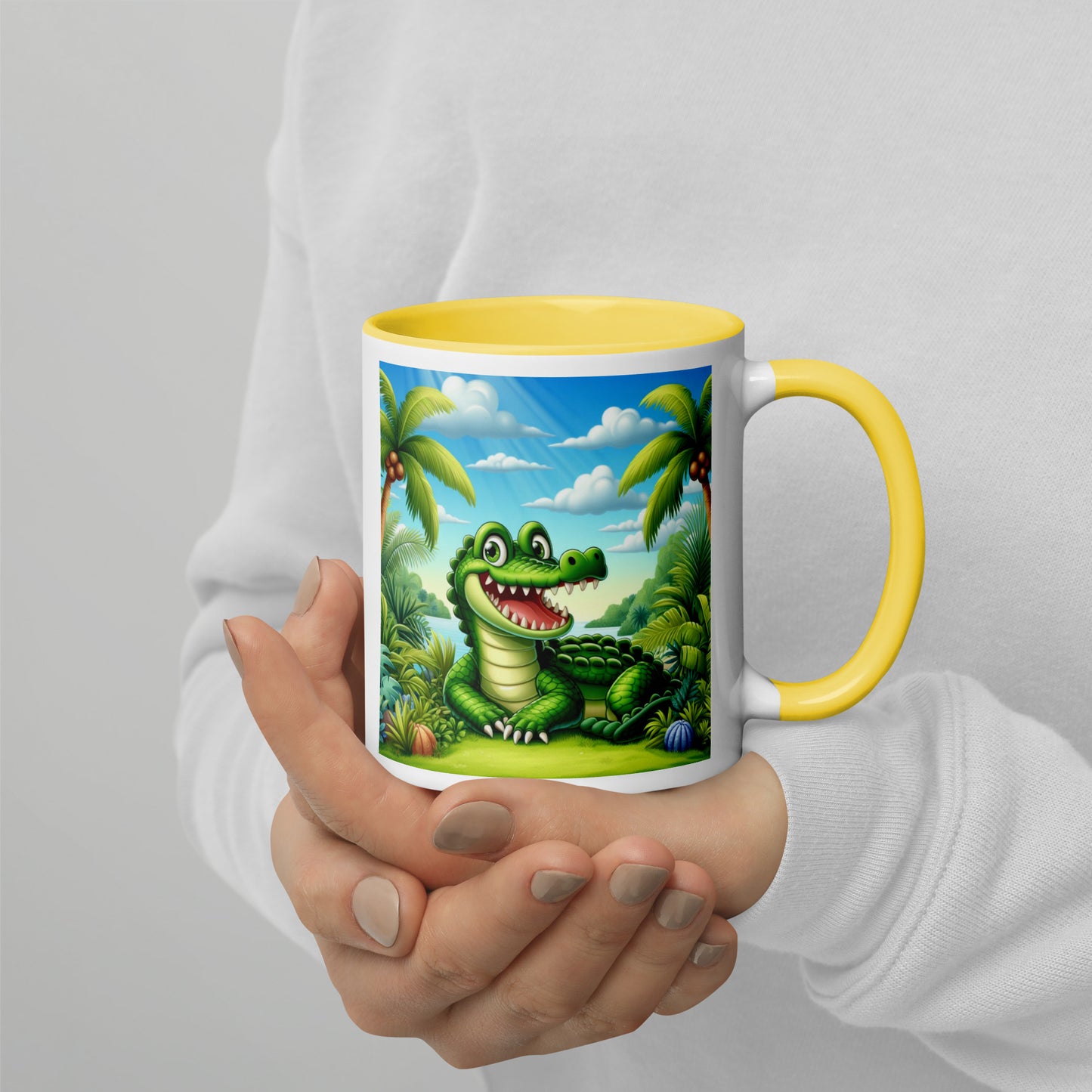 FLORIDA ALLIGATOR MUG - Alligator in Florida Palm Trees Coffee Mug