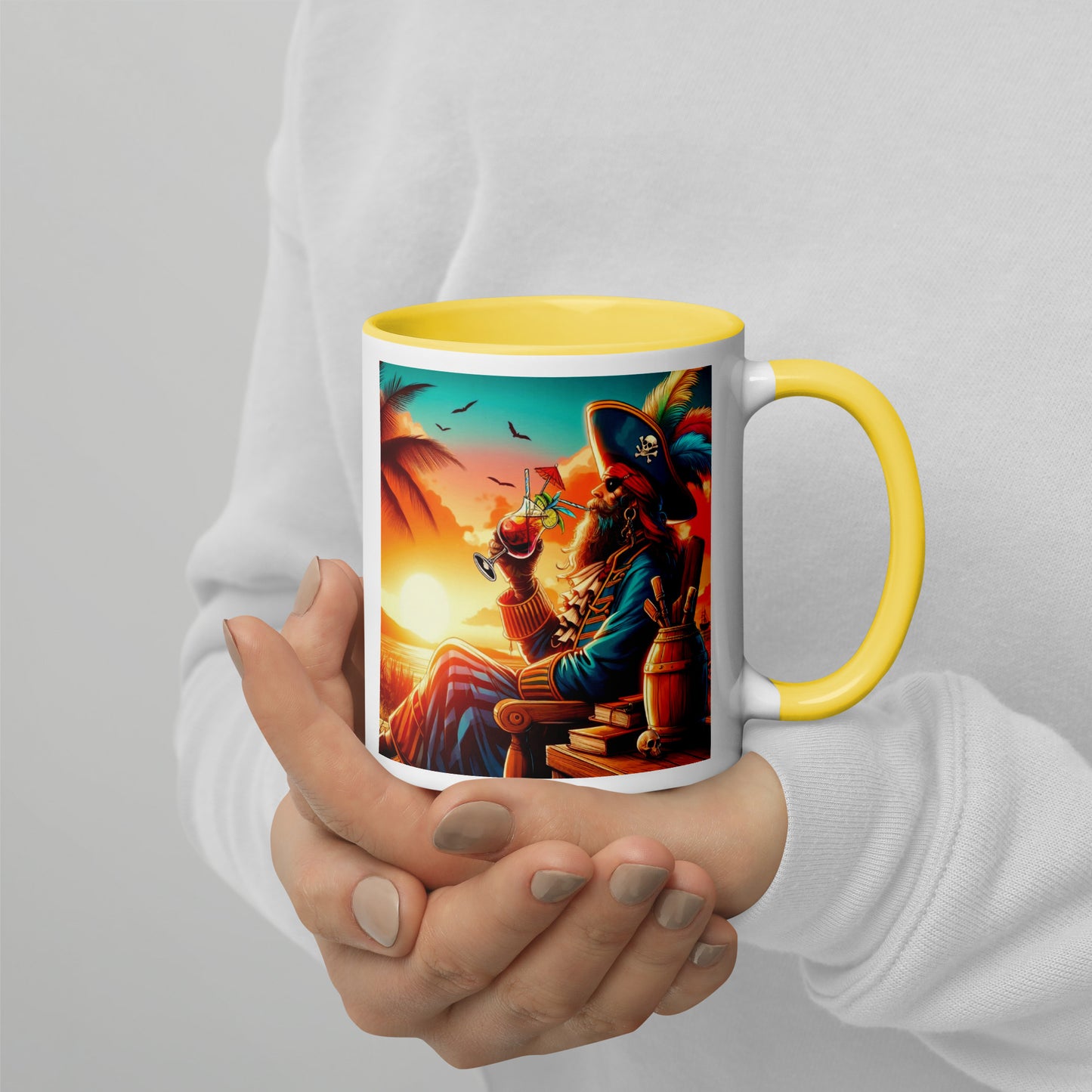 FLORIDA PIRATE MUG AT SUNSET - Pirate Drinking a Cocktail in Florida