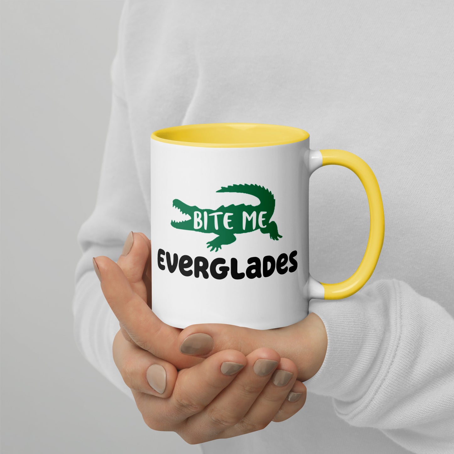 FLORIDA EVERGLADES "BITE ME" Mug with Color Inside - Florida Alligator Mugs