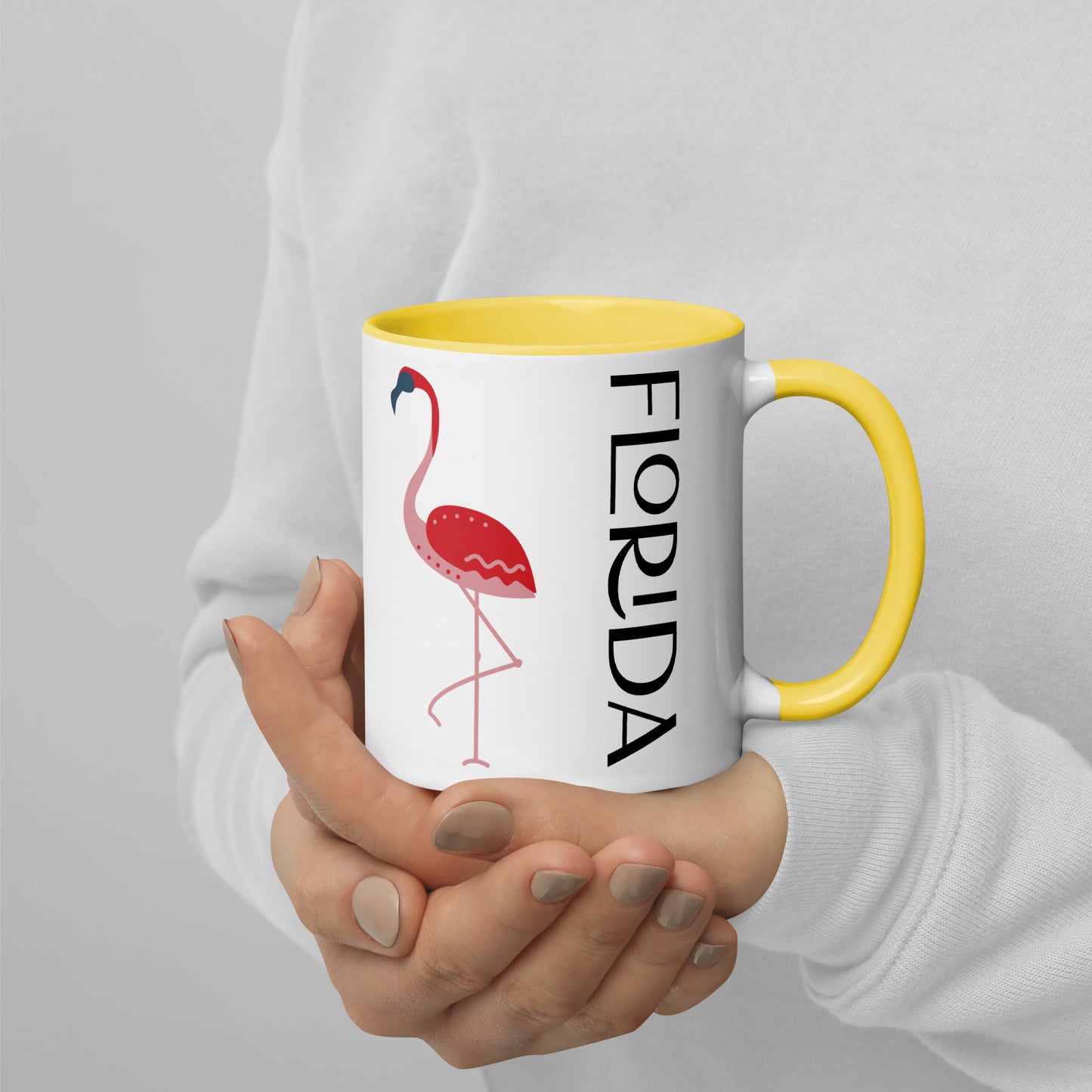 Florida Flamingo Mug with Color Inside - Flamingo Mugs Florida Mug