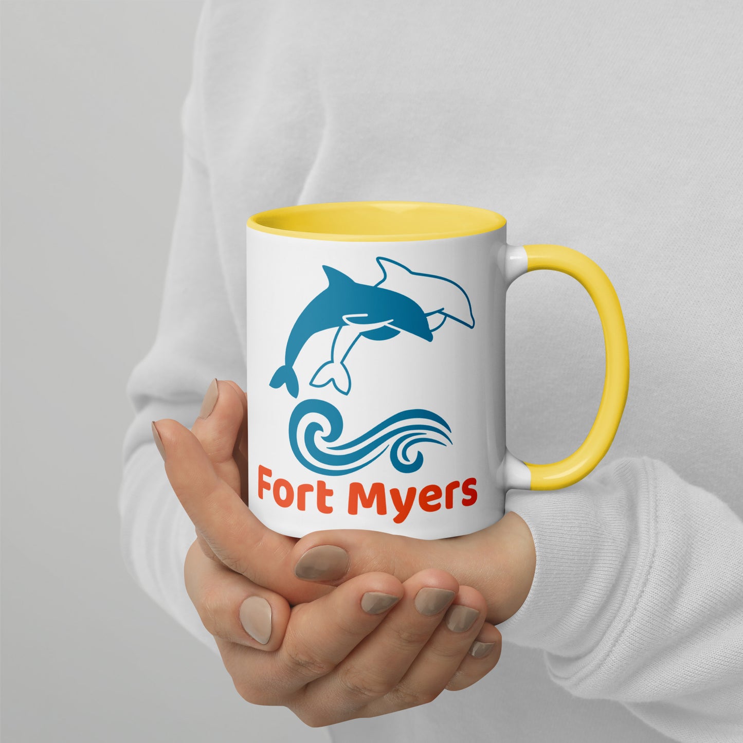 FORT MYERS DOLPHINS Mug with Color Inside - Fort Myers Florida Dolphin Mugs