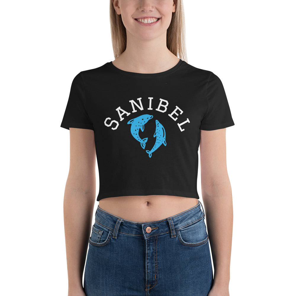 FLORIDA DOLPHINS "SANIBEL" CROP TEE - FLORIDA - Black Women's Dolphins Crop Tee - Bella + Canvas 6681