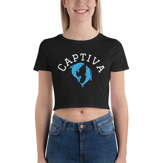 FLORIDA DOLPHINS "CAPTIVA" CROP TEE - FLORIDA - Black Women's Captiva FL Dolphins Crop Top