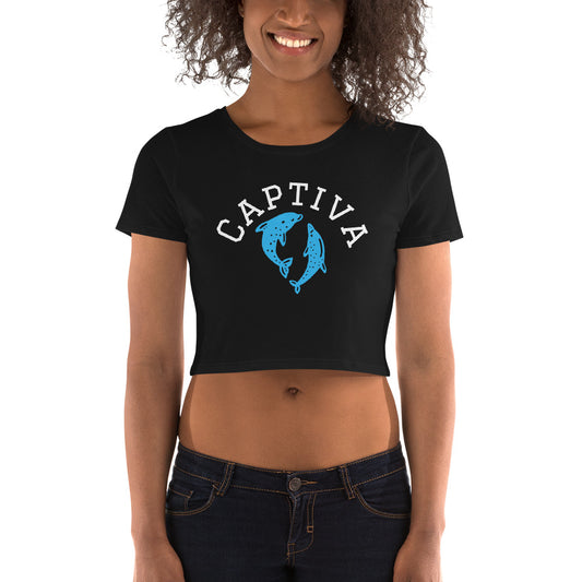 FLORIDA DOLPHINS "CAPTIVA" CROP TEE - FLORIDA - Black Women's Captiva FL Dolphins Crop Top
