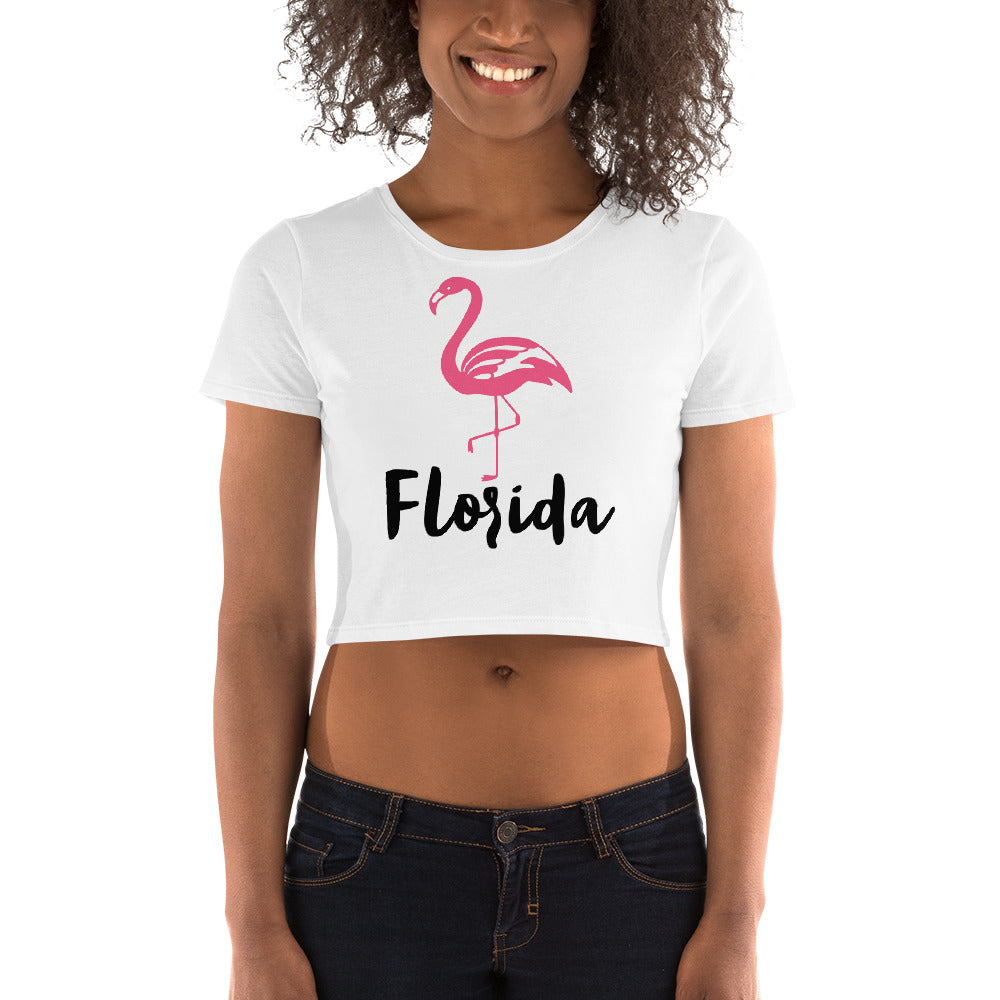 FLORIDA FLAMINGO CROP TEE - FLORIDA Women's Crop Tee - Bella + Canvas 6681