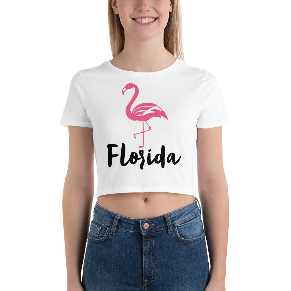 FLORIDA FLAMINGO CROP TEE - FLORIDA Women's Crop Tee - Bella + Canvas 6681