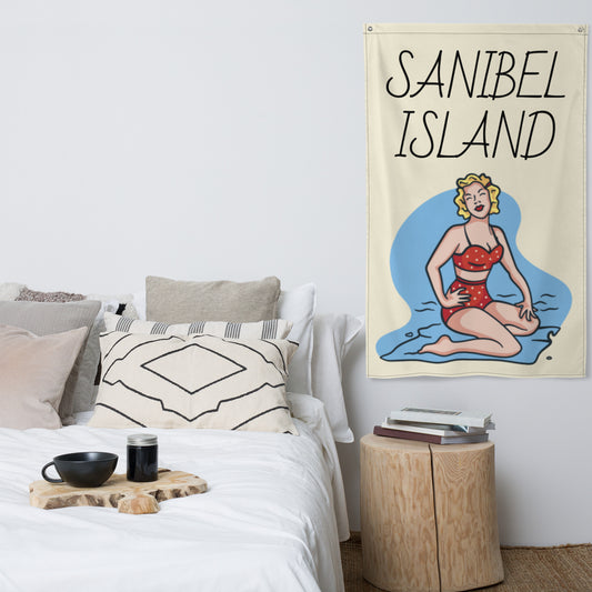SANIBEL ISLAND FLORIDA Flag - CUSTOM BEACH SCENE