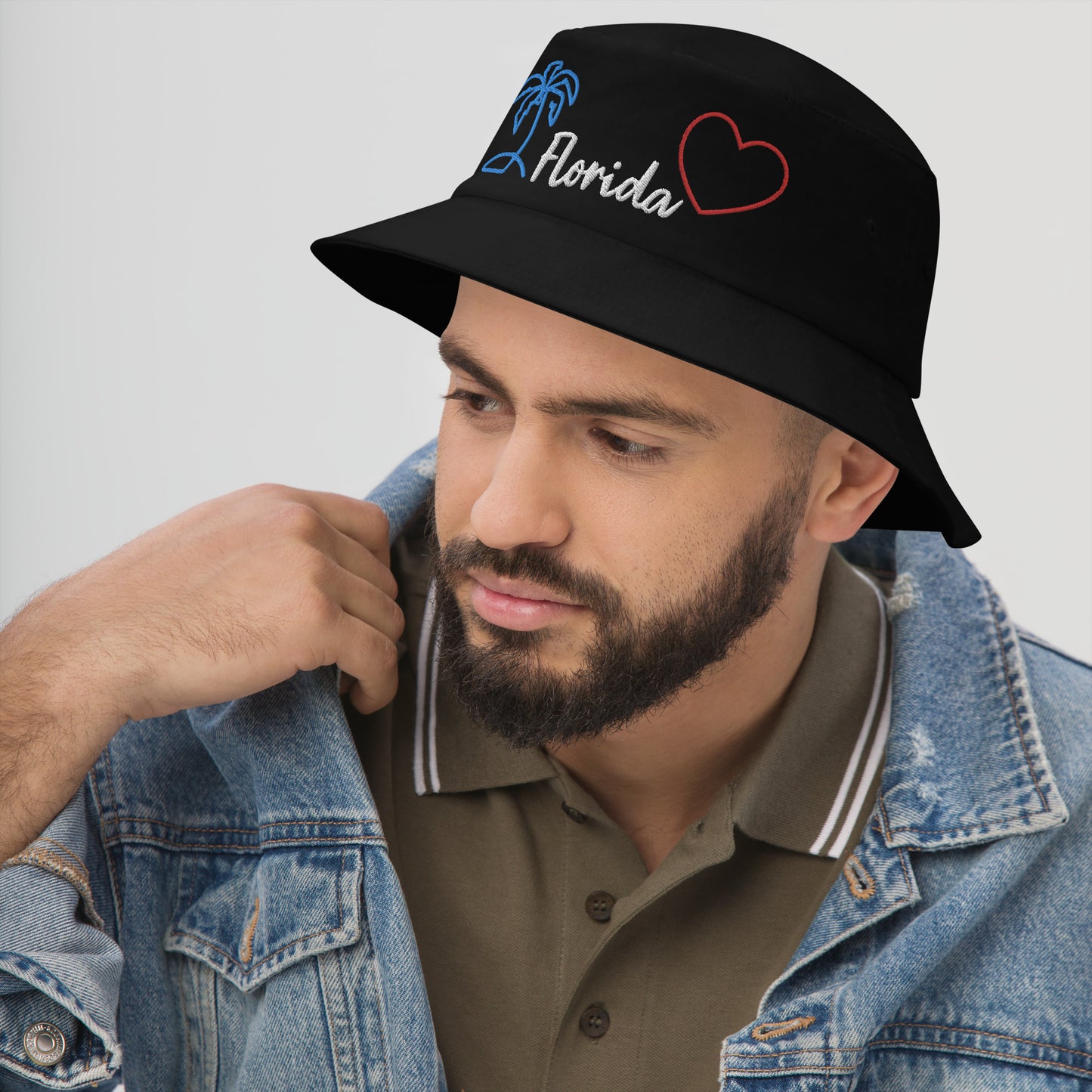 FLORIDA W/ PALM TREE & HEART - Bucket Hat - Big Accessories
