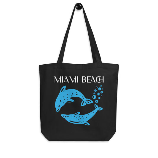 MIAMI BEACH - Eco Tote Bag - with DOLPHINS