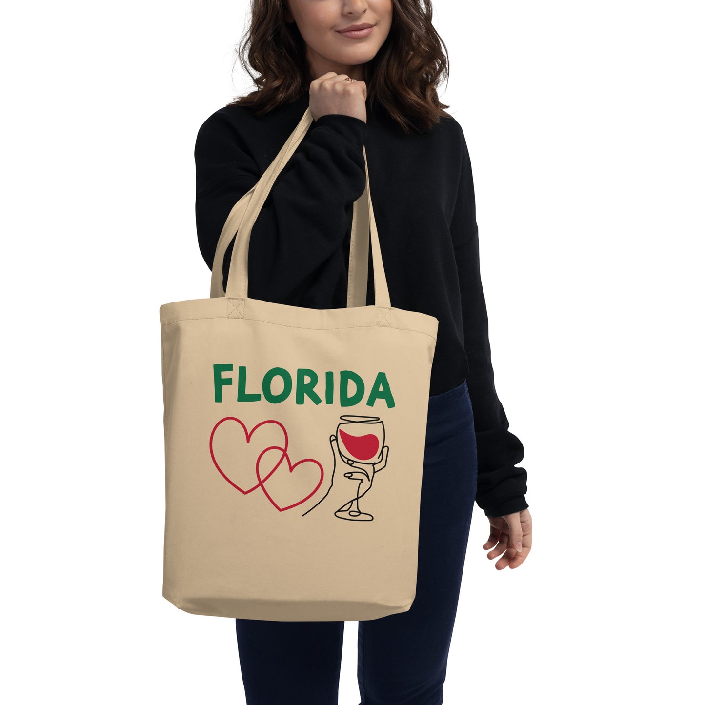 FLORIDA W/ HEARTS & WINE - Eco Tote Bag