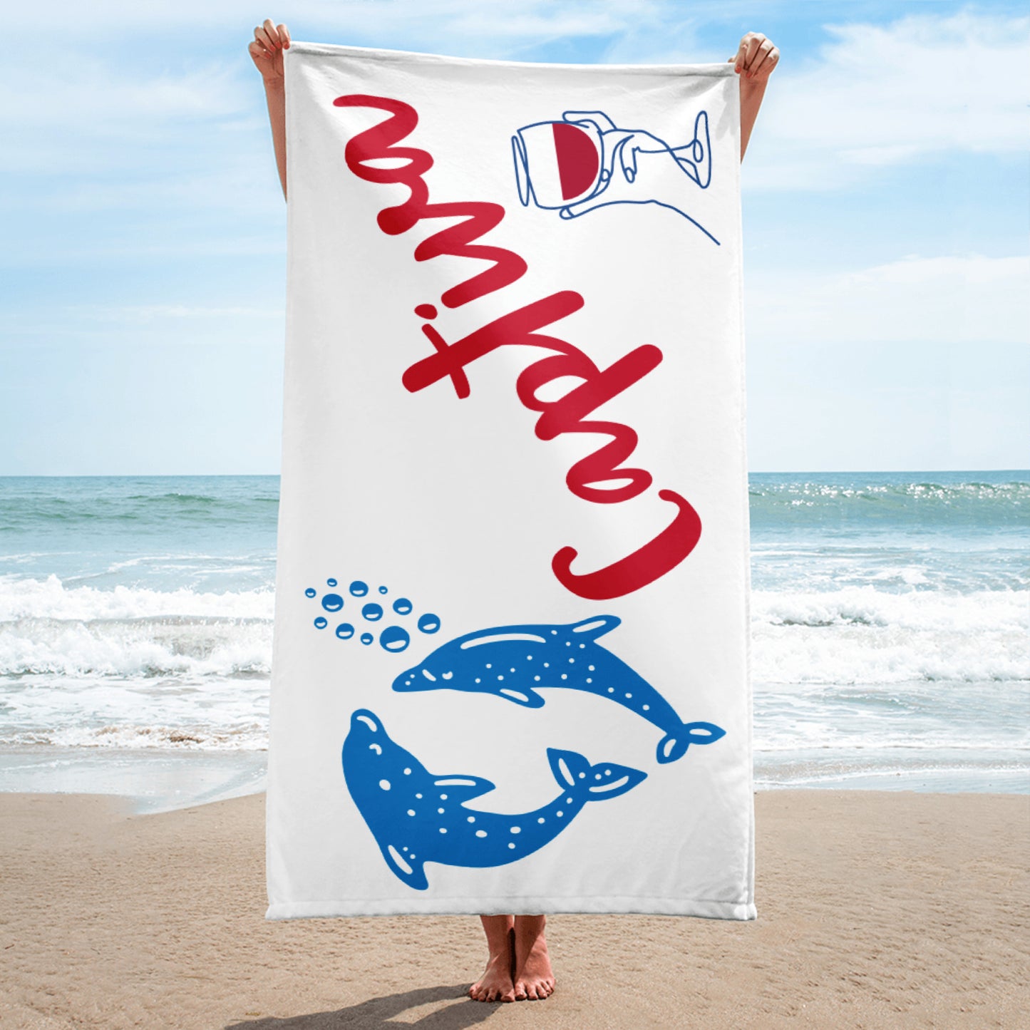 FLORIDA BEACH Towel -- CAPTIVA W/ DOLPHINS
