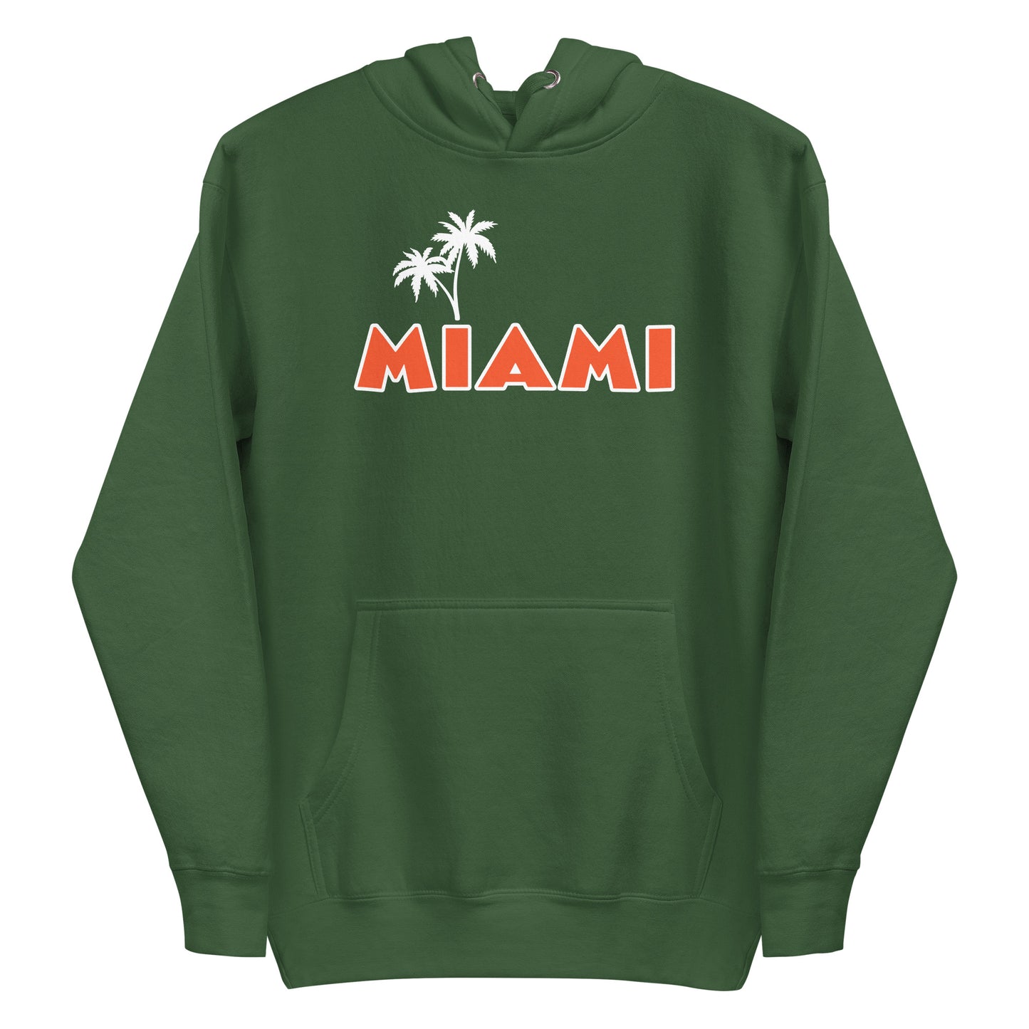 MIAMI FLORIDA HOODIE W/ PALM TREES (orange lettering) - Unisex Premium Hoodie - Cotton Heritage M2580