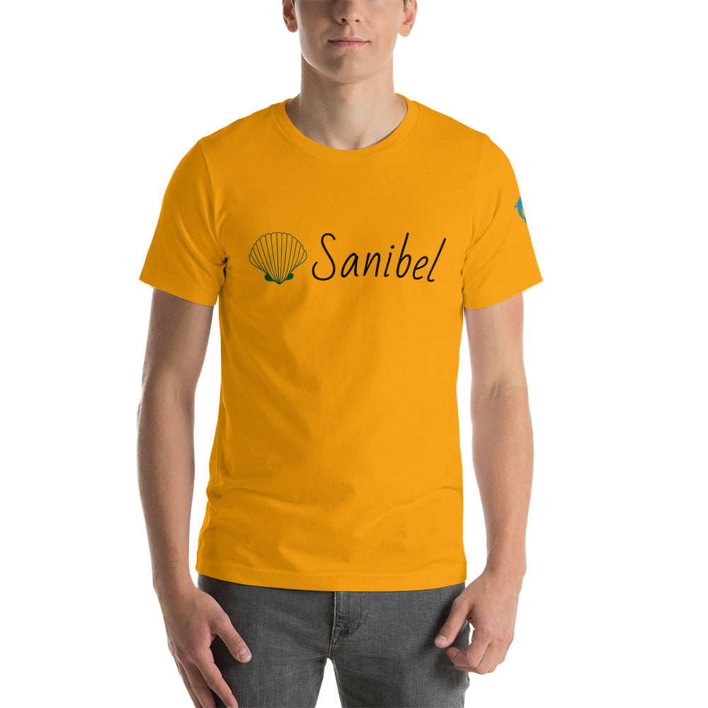 SANIBEL SHELLS & DOLPHINS ON LEFT SLEEVE - Florida Unisex t-shirt