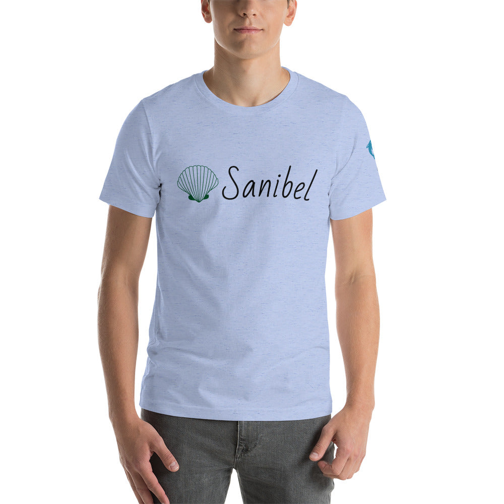SANIBEL SHELLS & DOLPHINS ON LEFT SLEEVE - Florida Unisex t-shirt