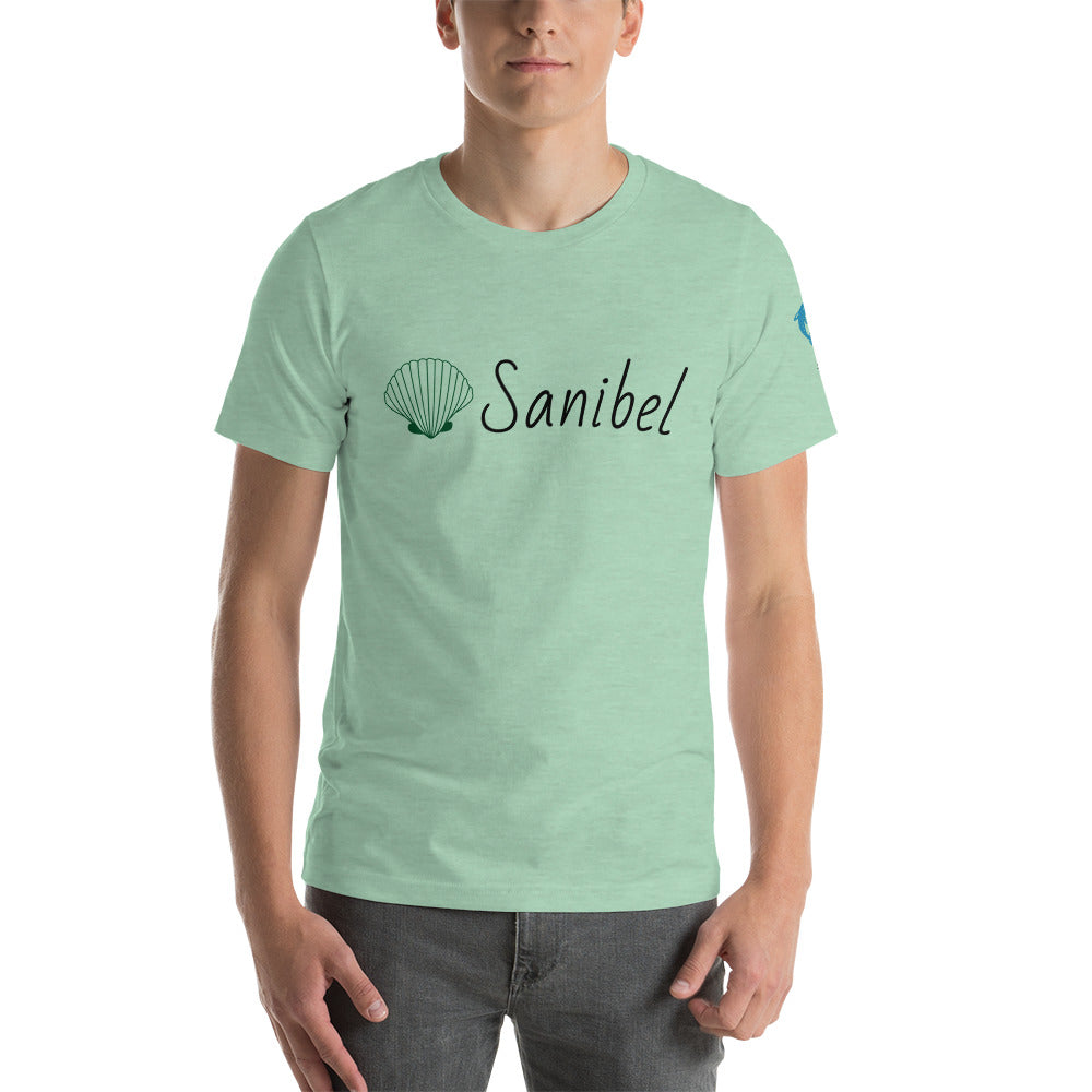SANIBEL SHELLS & DOLPHINS ON LEFT SLEEVE - Florida Unisex t-shirt