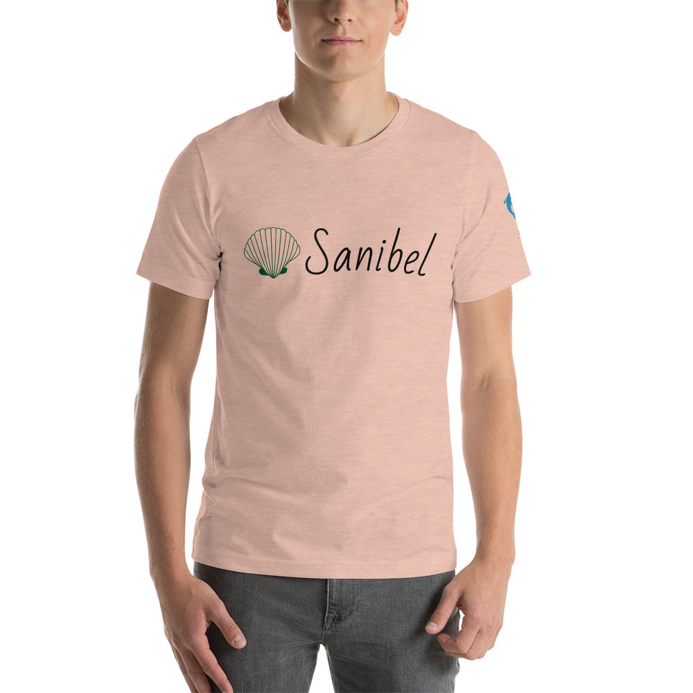 SANIBEL SHELLS & DOLPHINS ON LEFT SLEEVE - Florida Unisex t-shirt