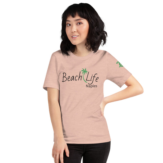 BEACH LIFE NAPLES FLORIDA W/ LEFT SLEEVE SEA TURTLE Unisex t-shirt