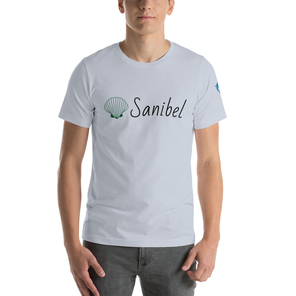 SANIBEL SHELLS & DOLPHINS ON LEFT SLEEVE - Florida Unisex t-shirt