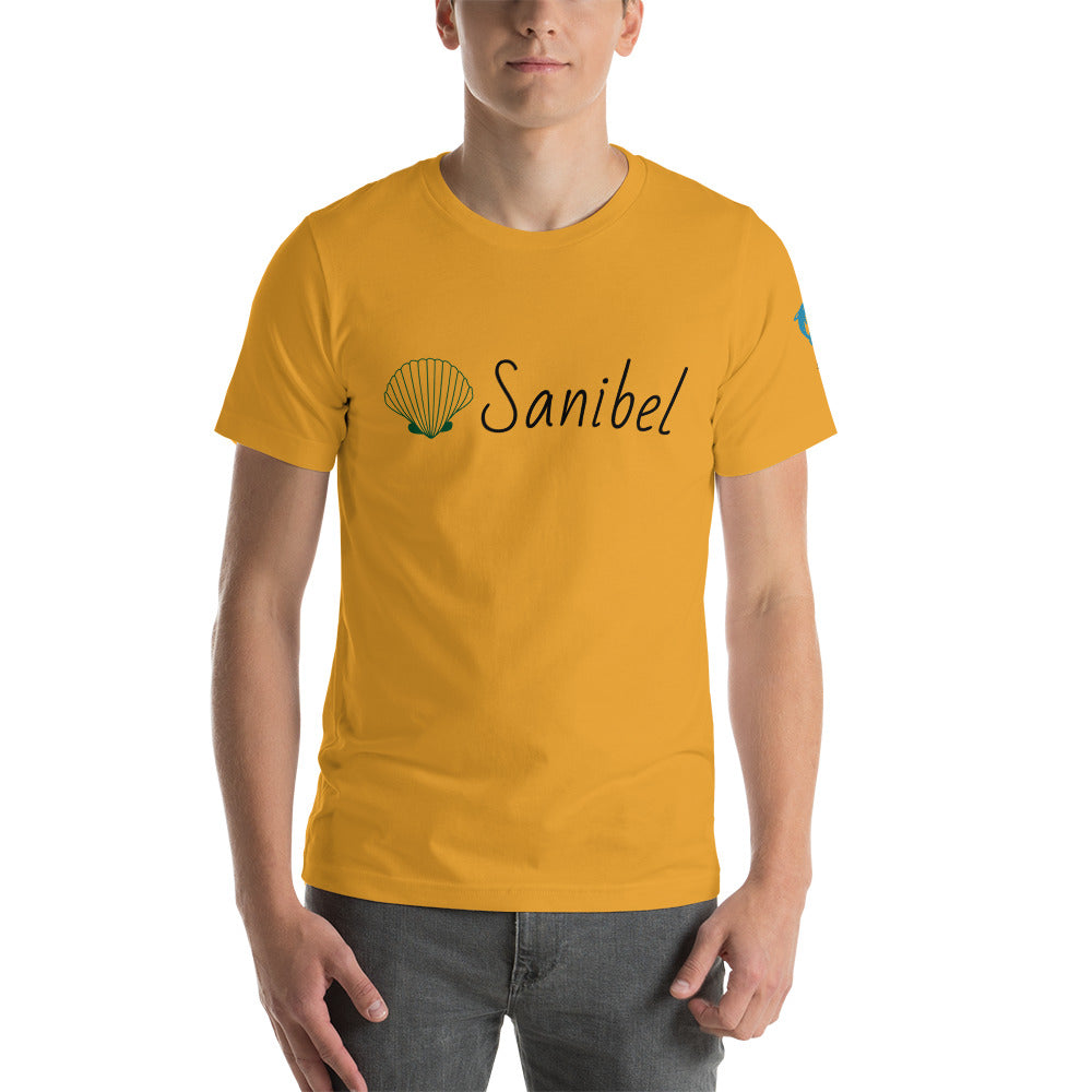 SANIBEL SHELLS & DOLPHINS ON LEFT SLEEVE - Florida Unisex t-shirt