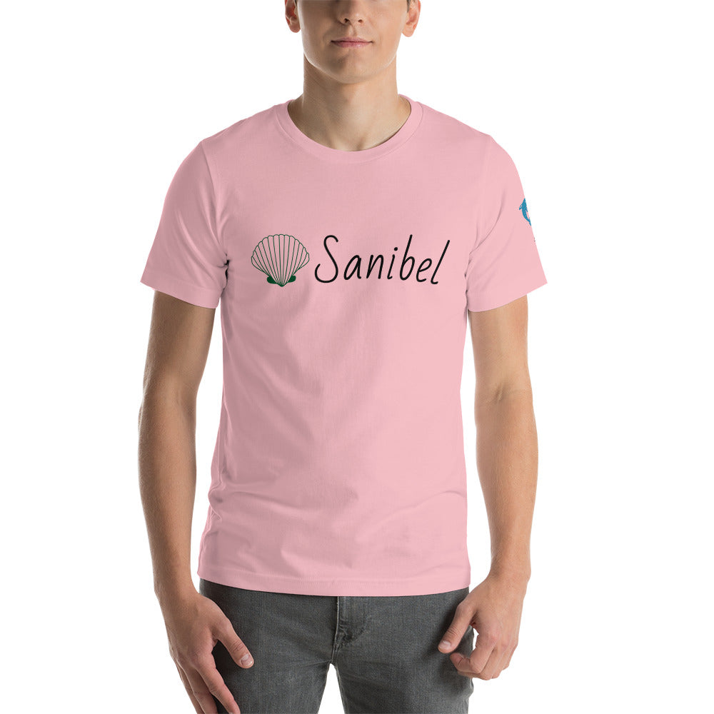 SANIBEL SHELLS & DOLPHINS ON LEFT SLEEVE - Florida Unisex t-shirt