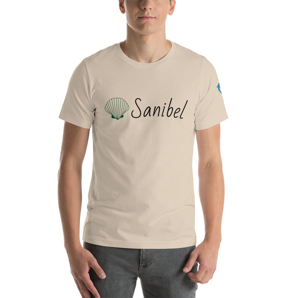 SANIBEL SHELLS & DOLPHINS ON LEFT SLEEVE - Florida Unisex t-shirt