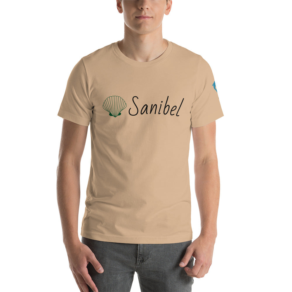 SANIBEL SHELLS & DOLPHINS ON LEFT SLEEVE - Florida Unisex t-shirt