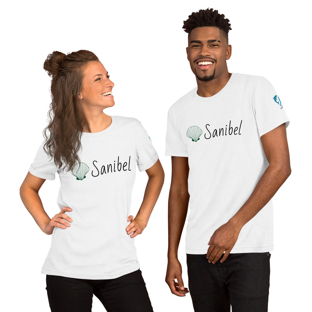 SANIBEL SHELLS & DOLPHINS ON LEFT SLEEVE - Florida Unisex t-shirt