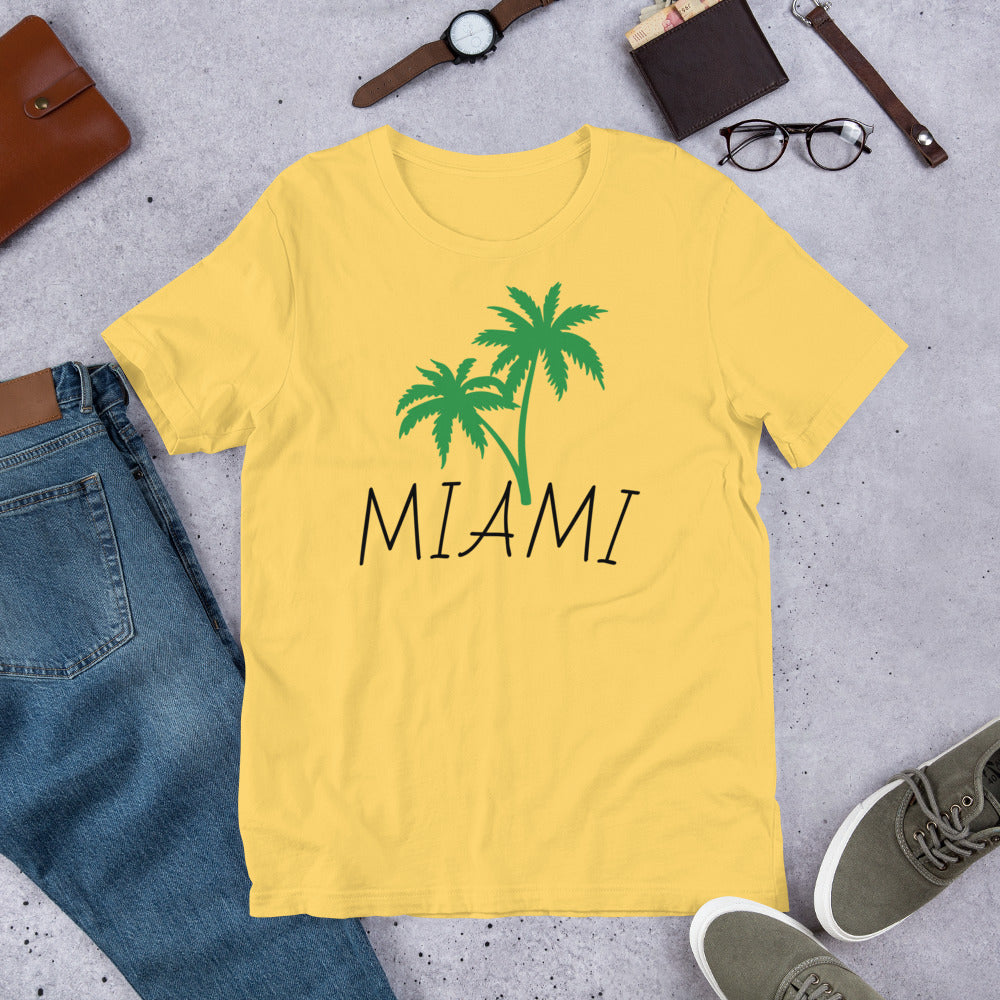 MIAMI W/ PALM TREE - Yellow Unisex t-shirt