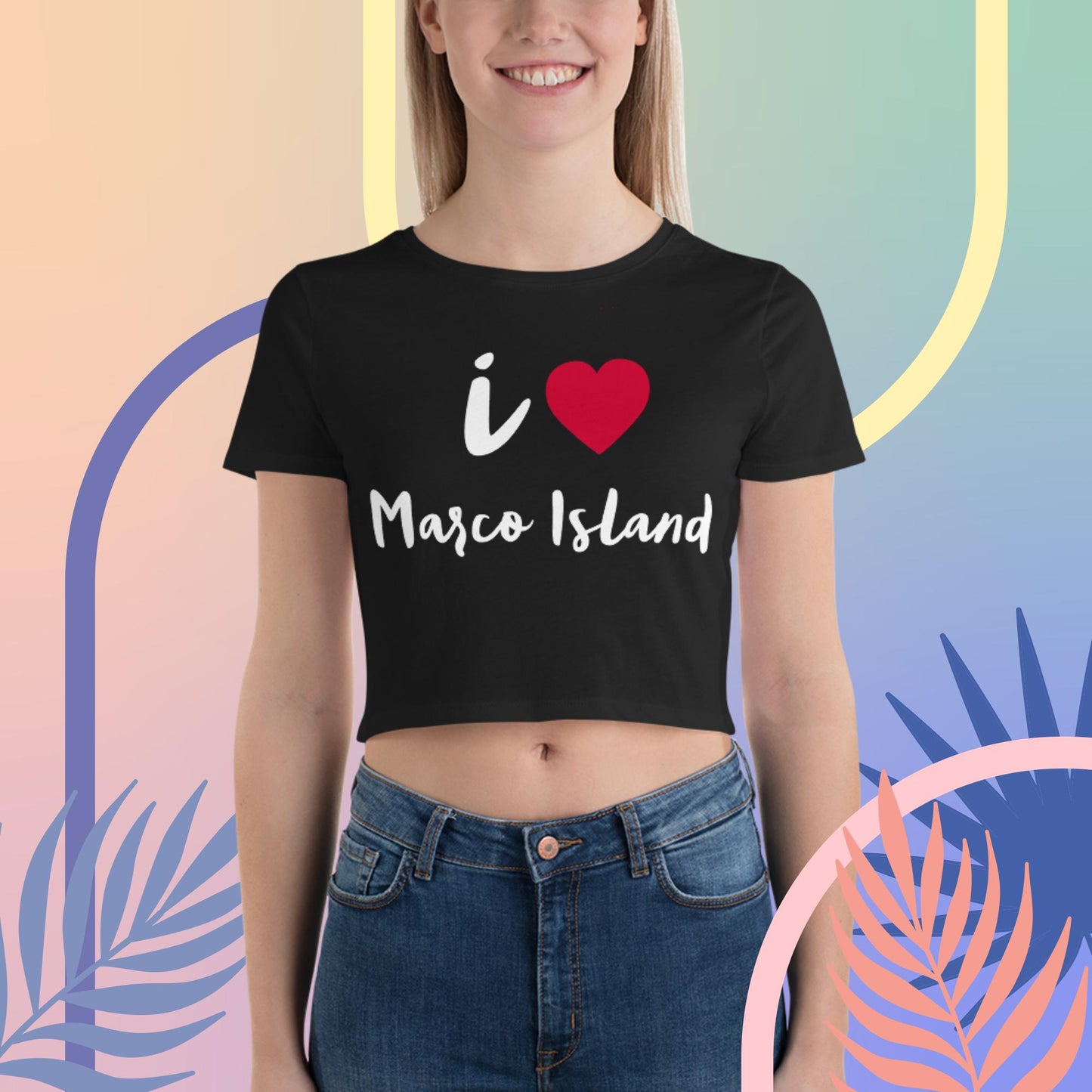 I LOVE MARCO ISLAND CROP TOP - Florida Women's Crop Tee - Bella + Canvas 6681