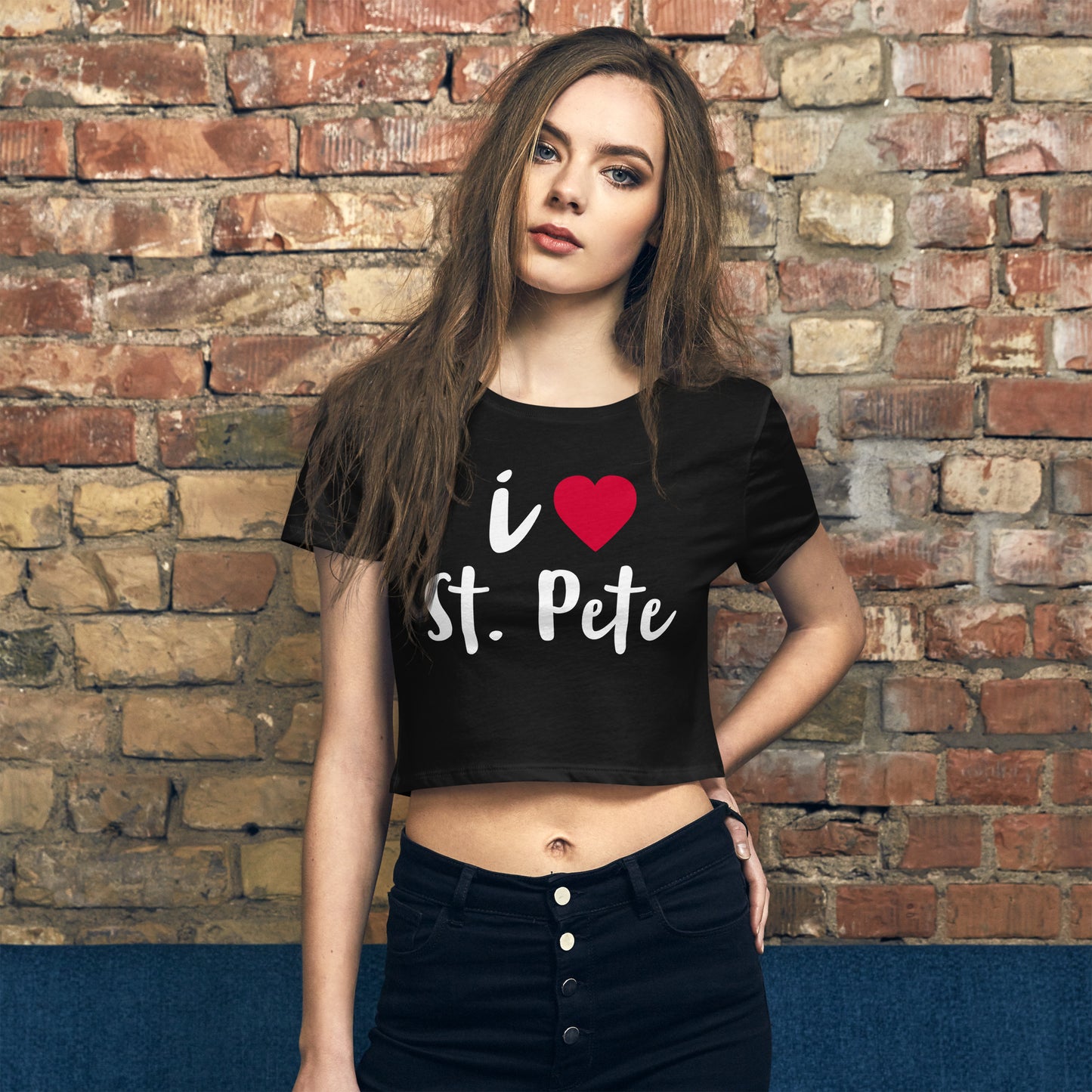 I LOVE ST. PETE - SAINT PETERSBURG FLORIDA Women's Crop Tee - Bella + Canvas 6681