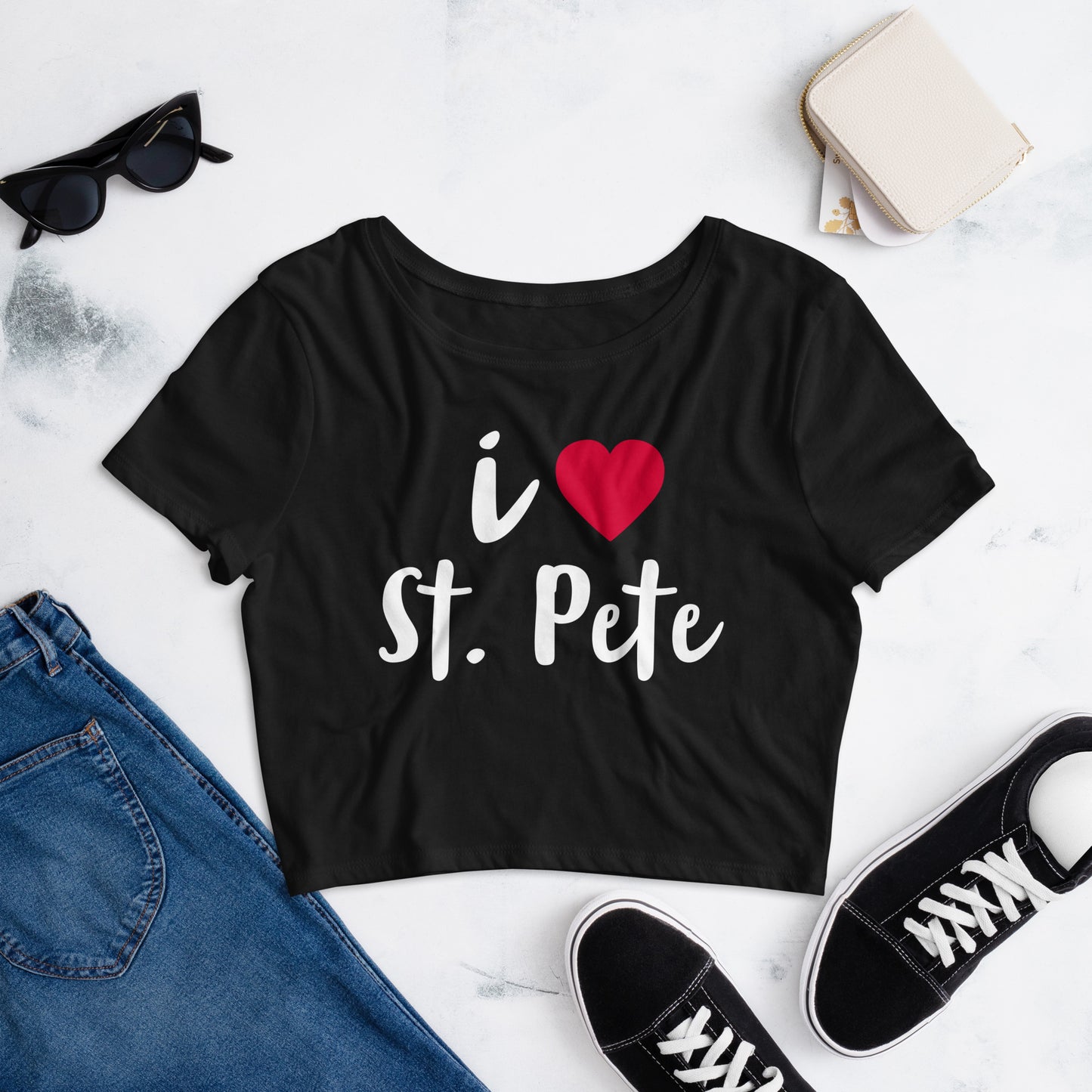 I LOVE ST. PETE - SAINT PETERSBURG FLORIDA Women's Crop Tee - Bella + Canvas 6681