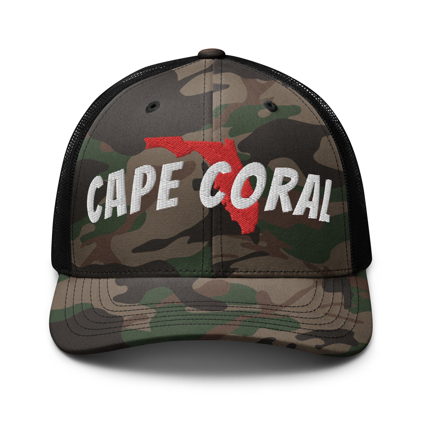 CAPE CORAL FLORIDA Camouflage Hat with Florida Map  - Cape Coral trucker hat Florida Map - Cape Coral Hat