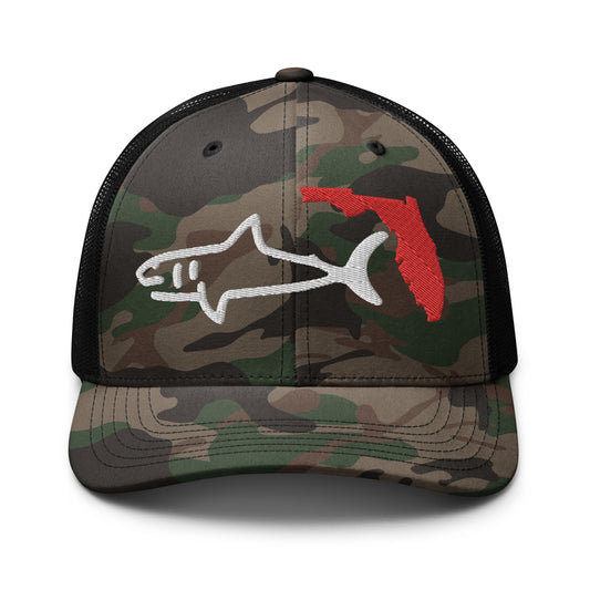 FLORIDA SHARK TRUCKER HAT - Camouflage Florida Shark trucker hat