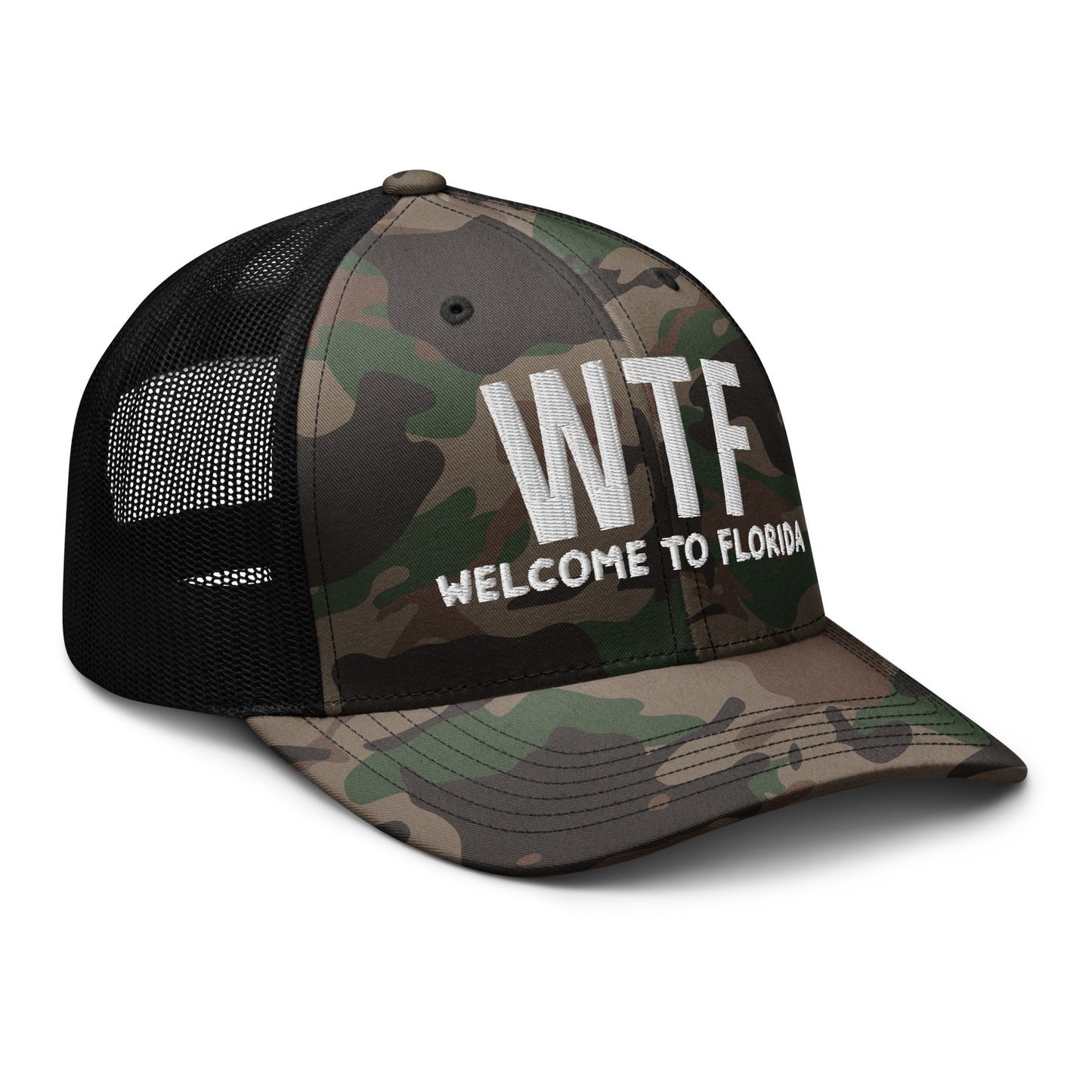 WELCOME TO FLORIDA HAT - Camouflage Florida WTF trucker hat