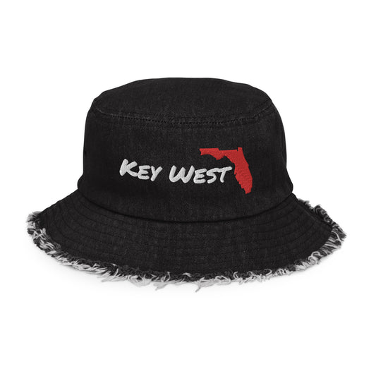 KEY WEST, FL - Key West Florida Distressed denim bucket hat
