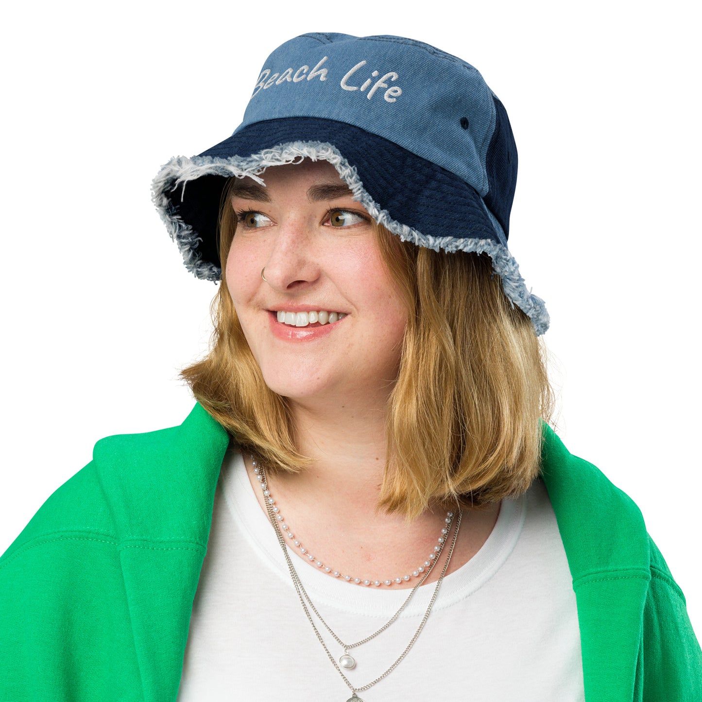BEACH LIFE FLORIDA - Distressed Denim Florida Bucket Hat