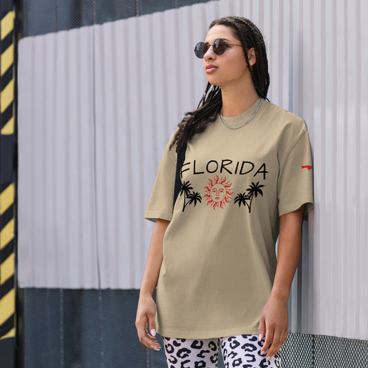 Oversized faded Florida Sun t-shirt - Florida Palm Tree and Sun Shirt