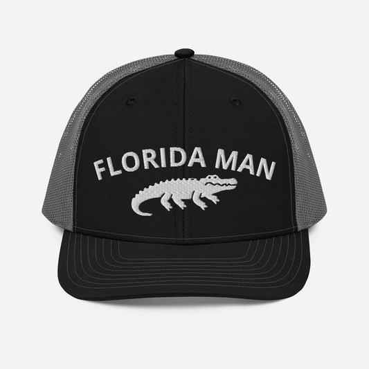 FLORIDA MAN ALLIGATOR Trucker Cap (BLACK) - Florida Man Alligator Trucker Hat