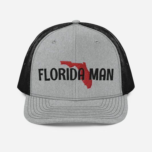 FLORIDA MAN MAP CAP - Florida Man FL Map Snapback Trucker Hat