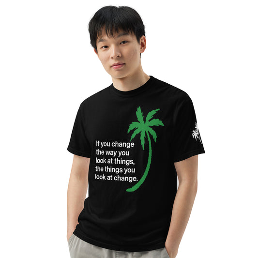 CHANGE THE WAY YOU LOOK AT THINGS PALM TREE T-SHIRT - Sayings and Quotes Unisex Florida Palm Trees Left Sleeve Shirt