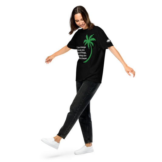 CHANGE THE WAY YOU LOOK AT THINGS PALM TREE T-SHIRT - Sayings and Quotes Unisex Florida Palm Trees Left Sleeve Shirt