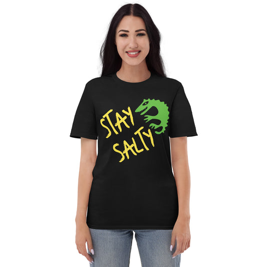 STAY SALTY FLORIDA TSHIRT W/ ALLIGATOR AND LEFT SLEEVE MAP - Florida Unisex Lightweight T-Shirt - V3