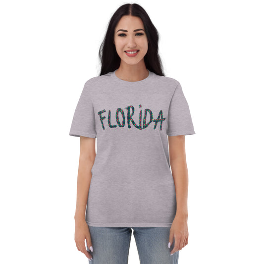 FLORIDA T-SHIRT - Florida Shirt - Unisex White & Grey Florida T-Shirt - Gildan 980