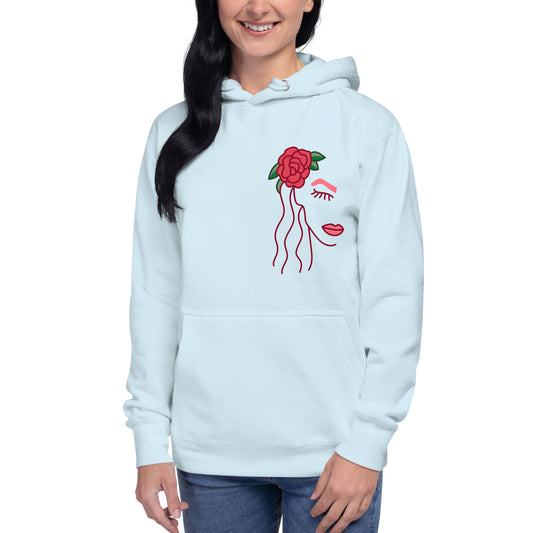 WOMEN'S HOODIE W/ ROSE - Unisex Premium FL Hoodie - Florida Fashion Hoodie