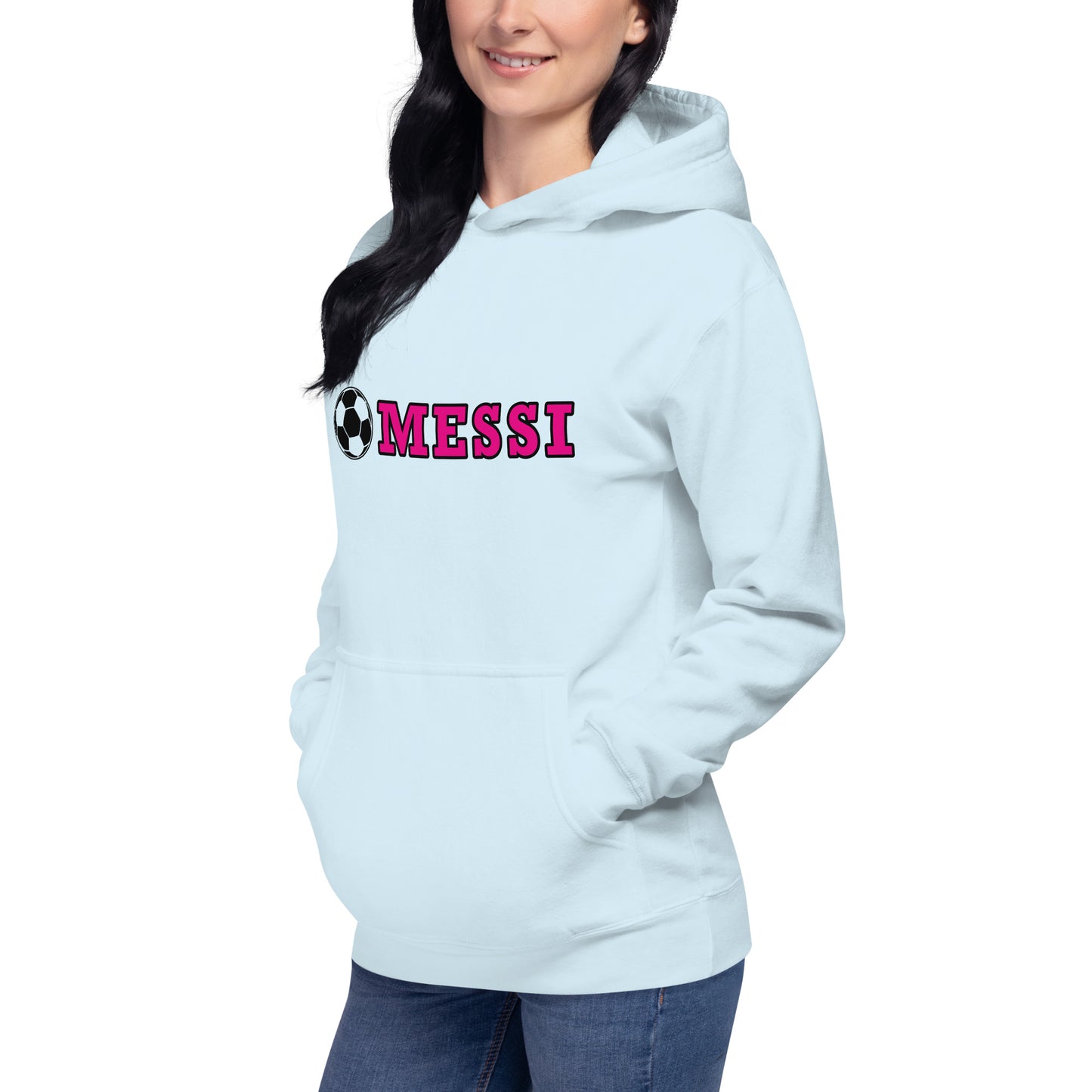 MESSI HOODIE W/ SOCCER BALL - Messi Soccer Ball - Unisex Premium Hoodie - Cotton Heritage M2580
