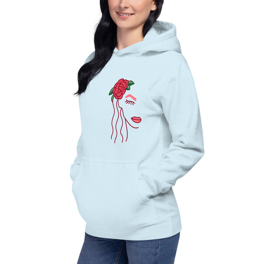 WOMEN'S HOODIE W/ ROSE - Unisex Premium FL Hoodie - Florida Fashion Hoodie