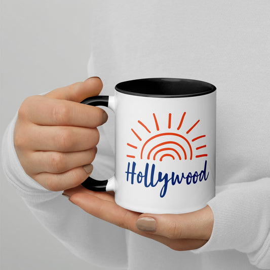 HOLLYWOOD SUNSHINE Mug with Color Inside - HOLLYWOOD Florida Sun Mugs - Hollywood Coffee Mug