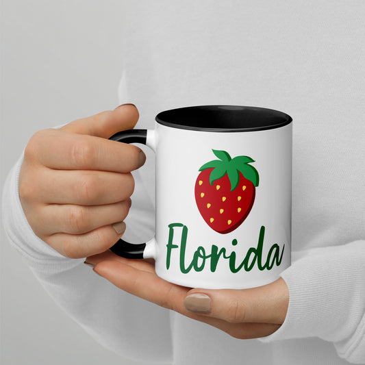 FLORIDA STRAWBERRY Mug with Color Inside - Florida Strawberries Mugs - FL Strawberry Mugs