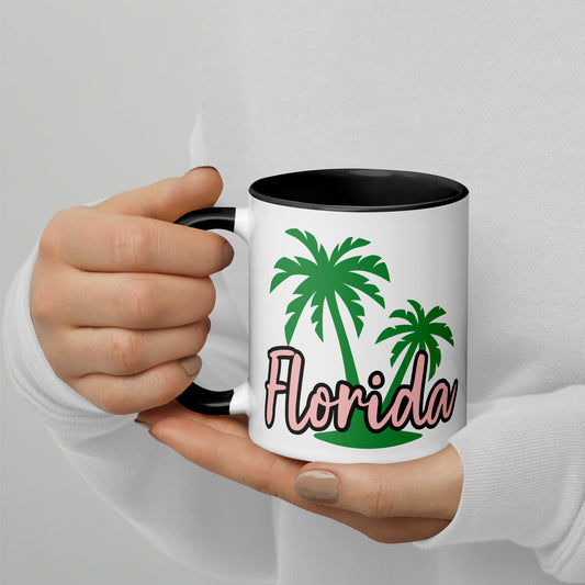 FLORIDA PALM TREES Mug with Color Inside - Florida Palm Tree Mugs - FL Palm Tree Mugs